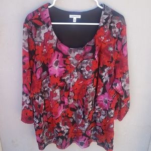 Croft & Barrow Floral Ruffle Blouse